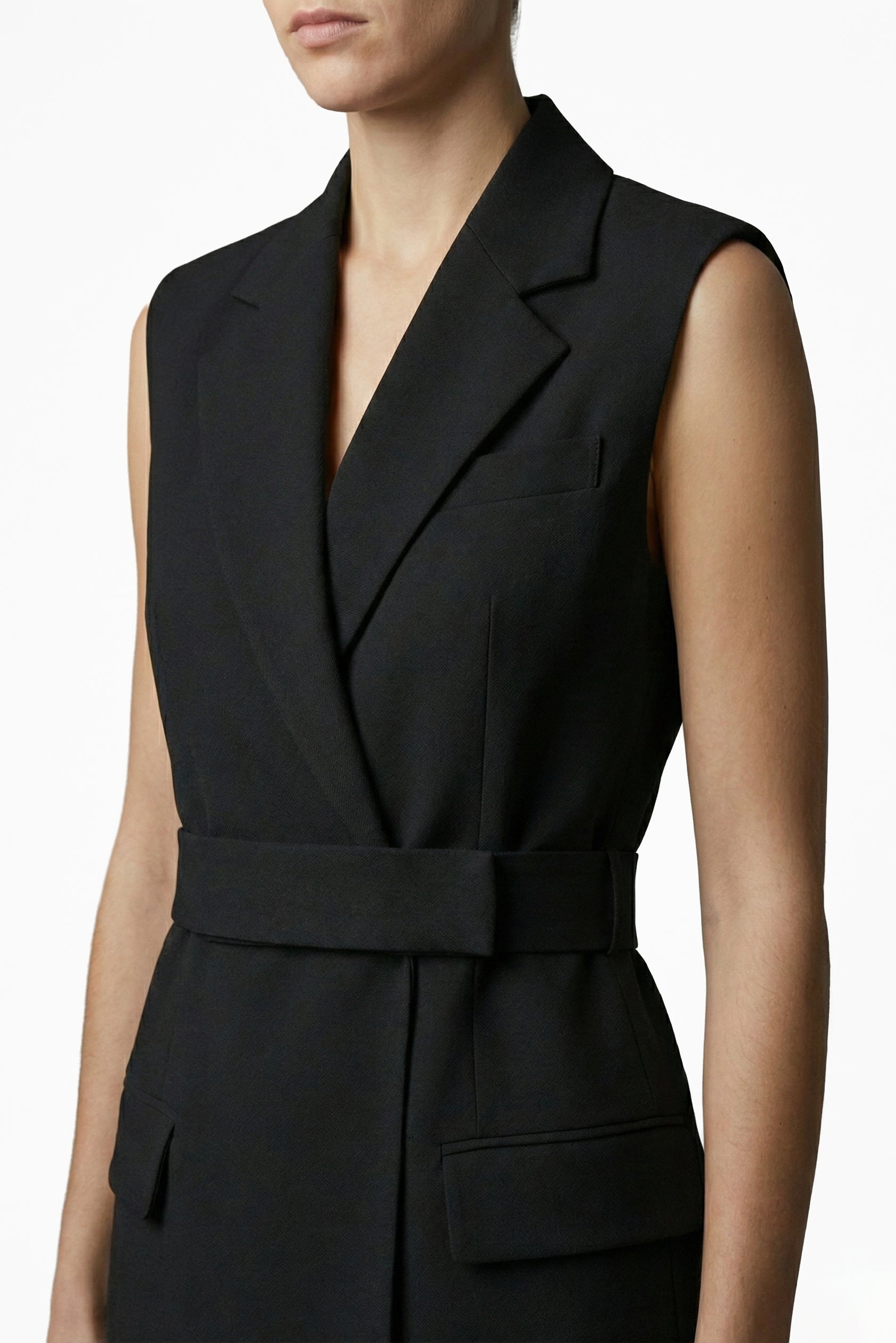 The Noir Belted Blazer Dress — Black