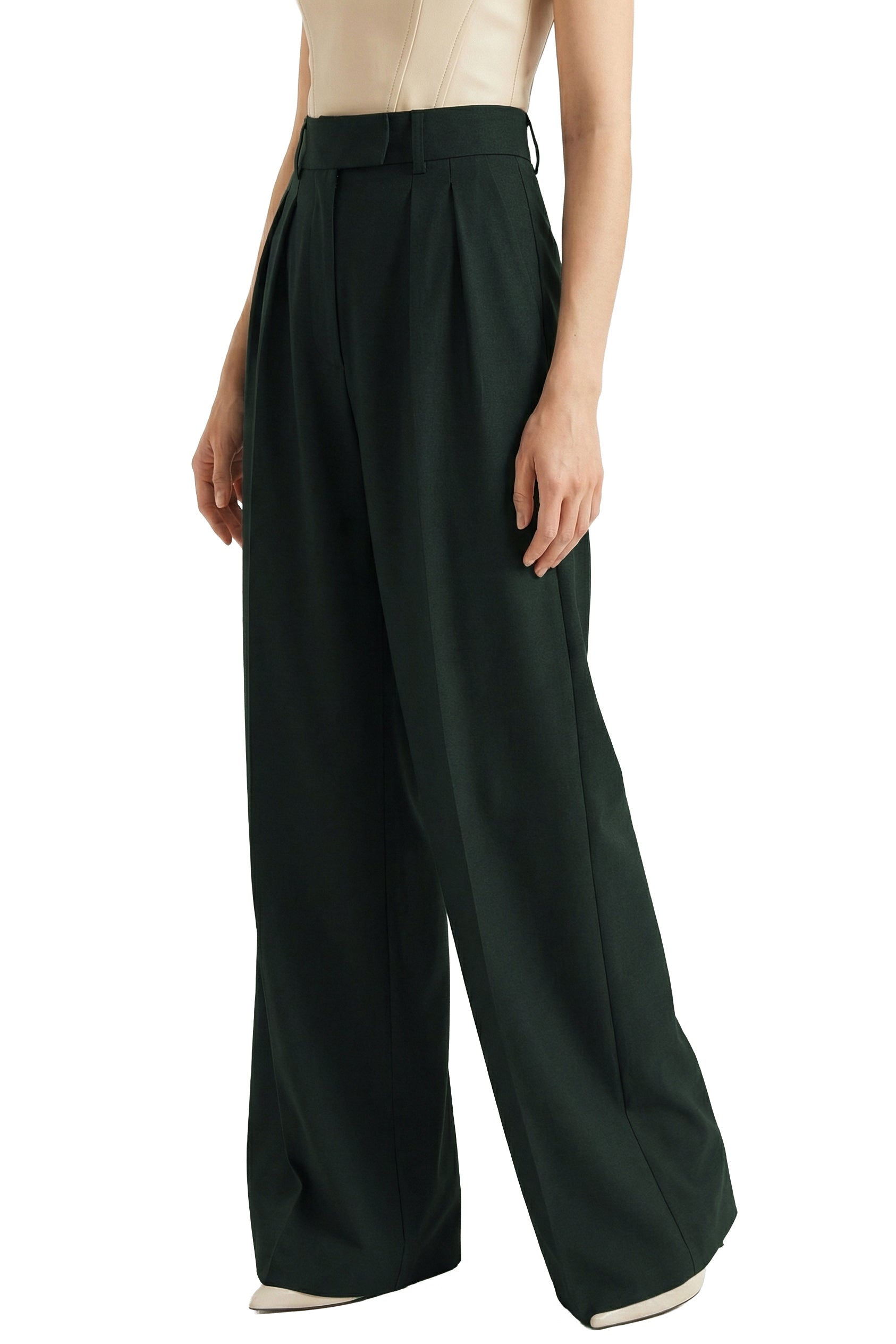 The Vanguard Wide Trousers — Bottle Green
