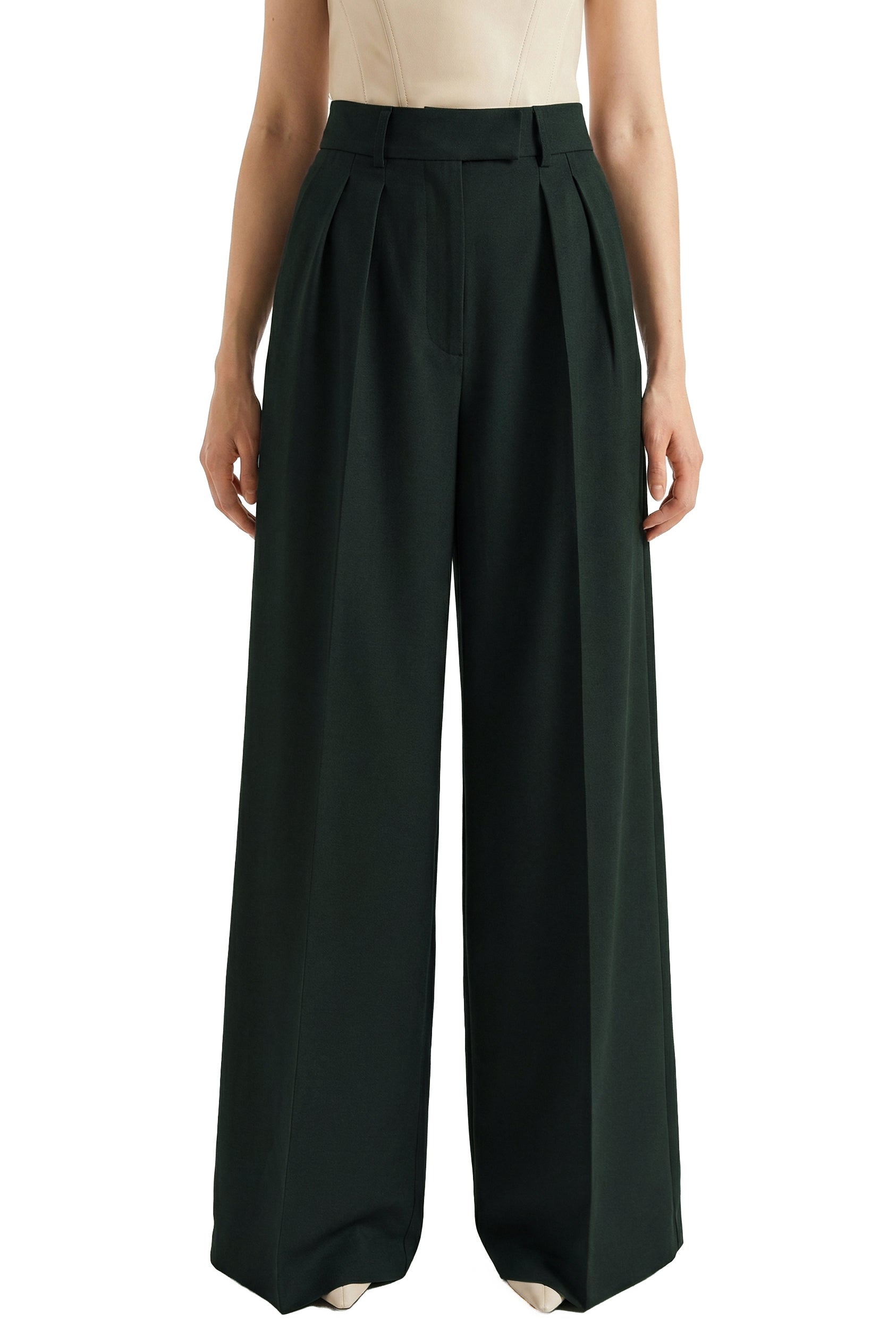 The Vanguard Wide Trousers — Bottle Green