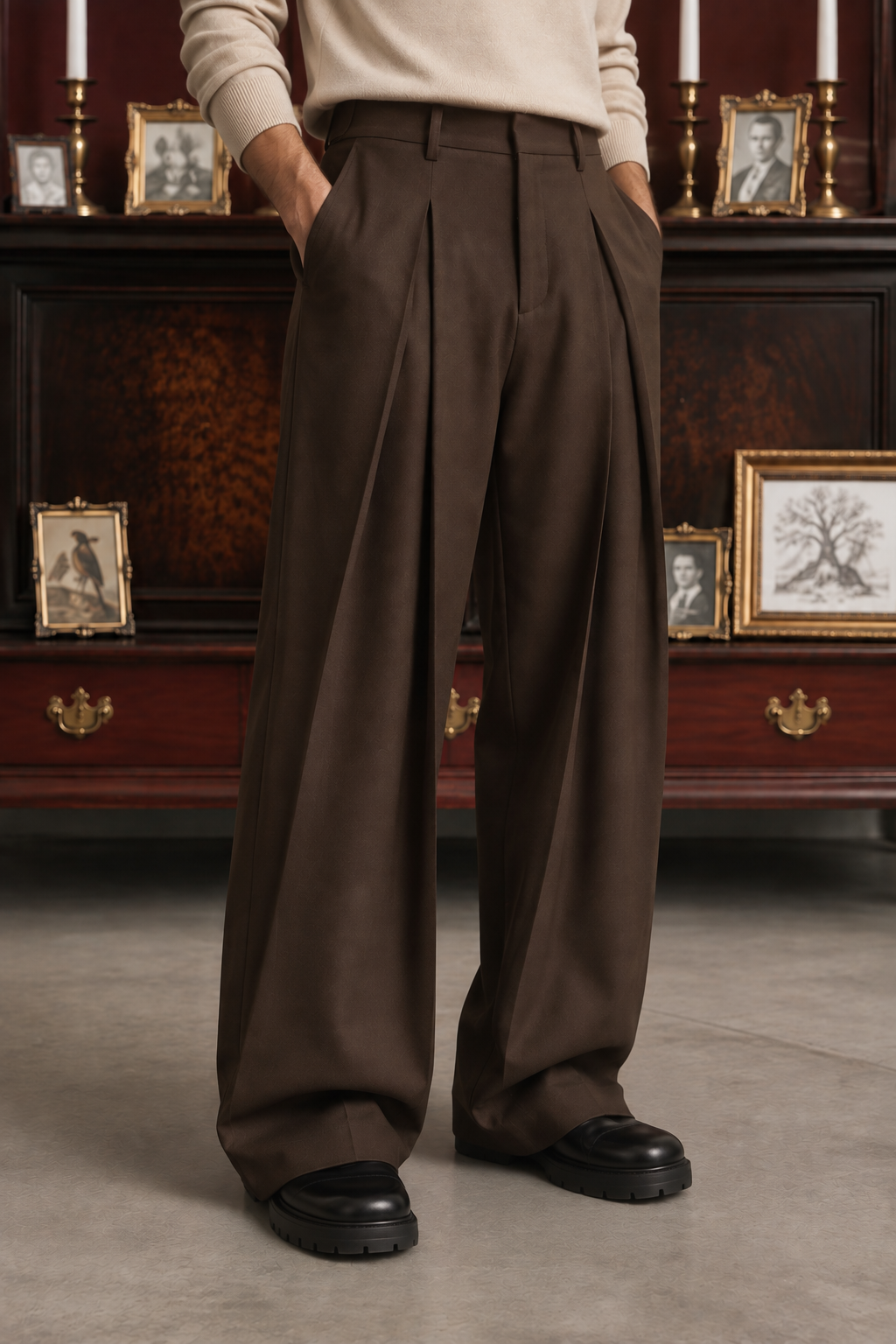 The Aria Core Pleated Trousers — Espresso