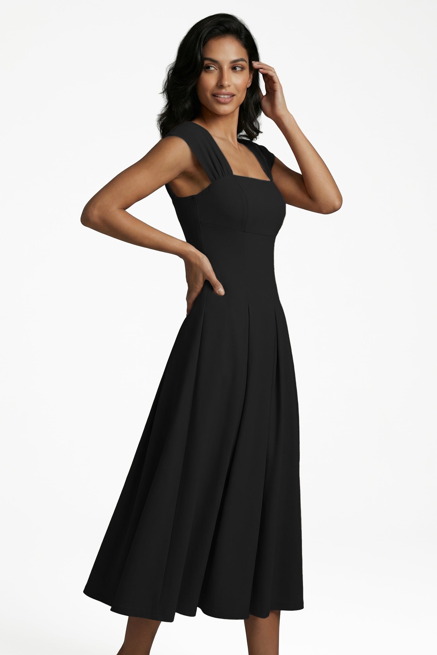 The Eclipse Midi Dress — Noir
