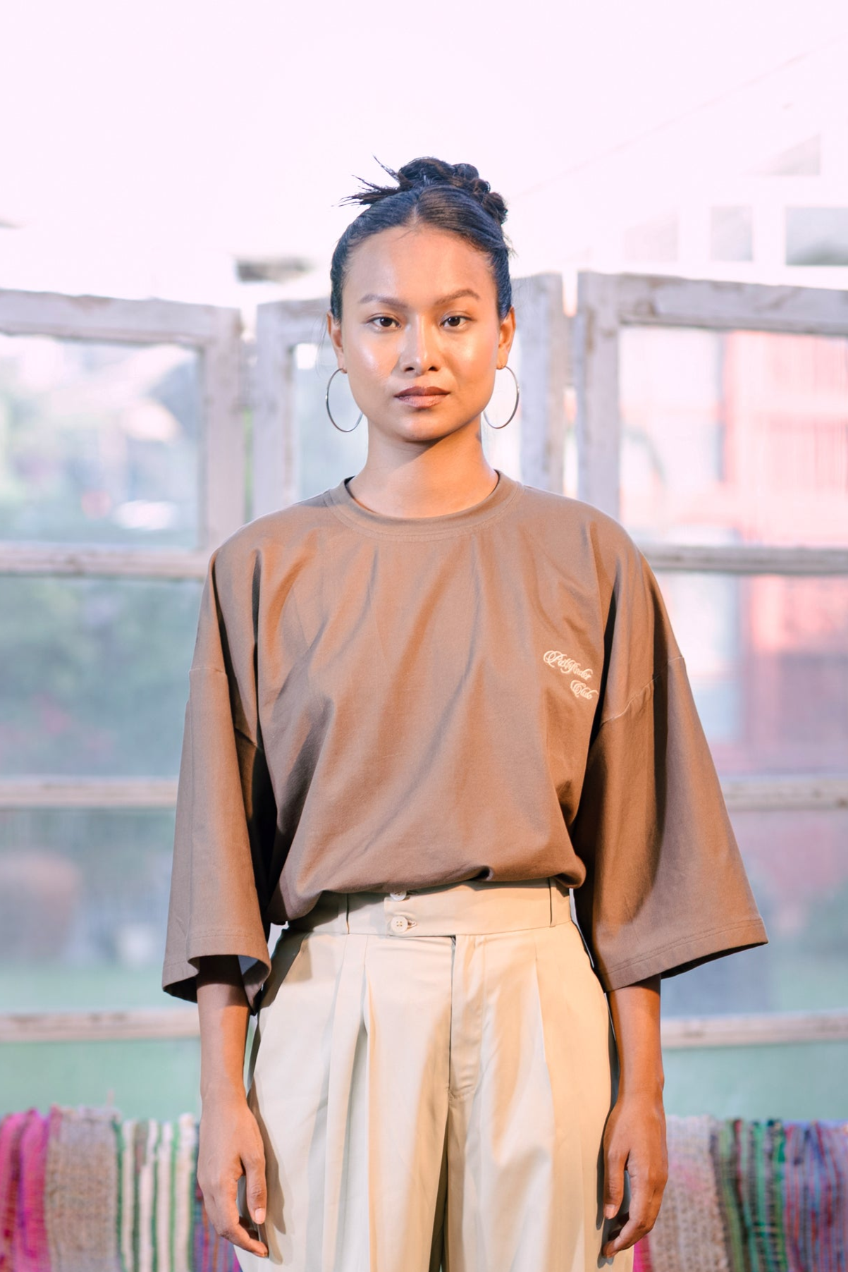 Pathfinder Club Embroidered Oversized T-Shirt – Olive Dust