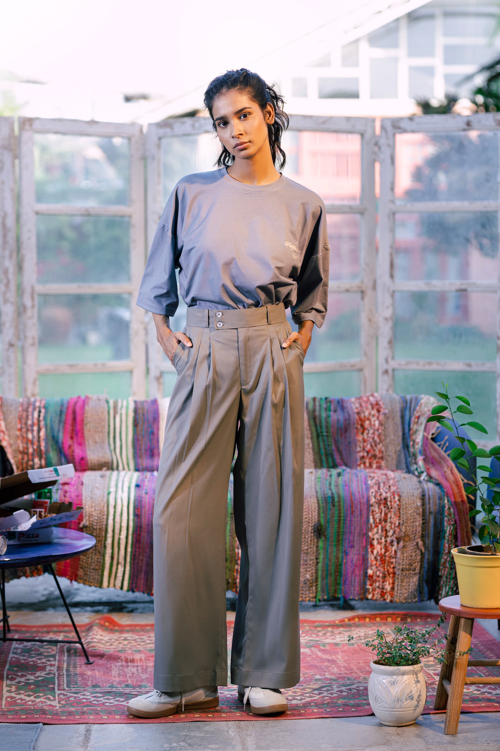 Pathfinder Club Pleated Korean Pants – Granite Dust