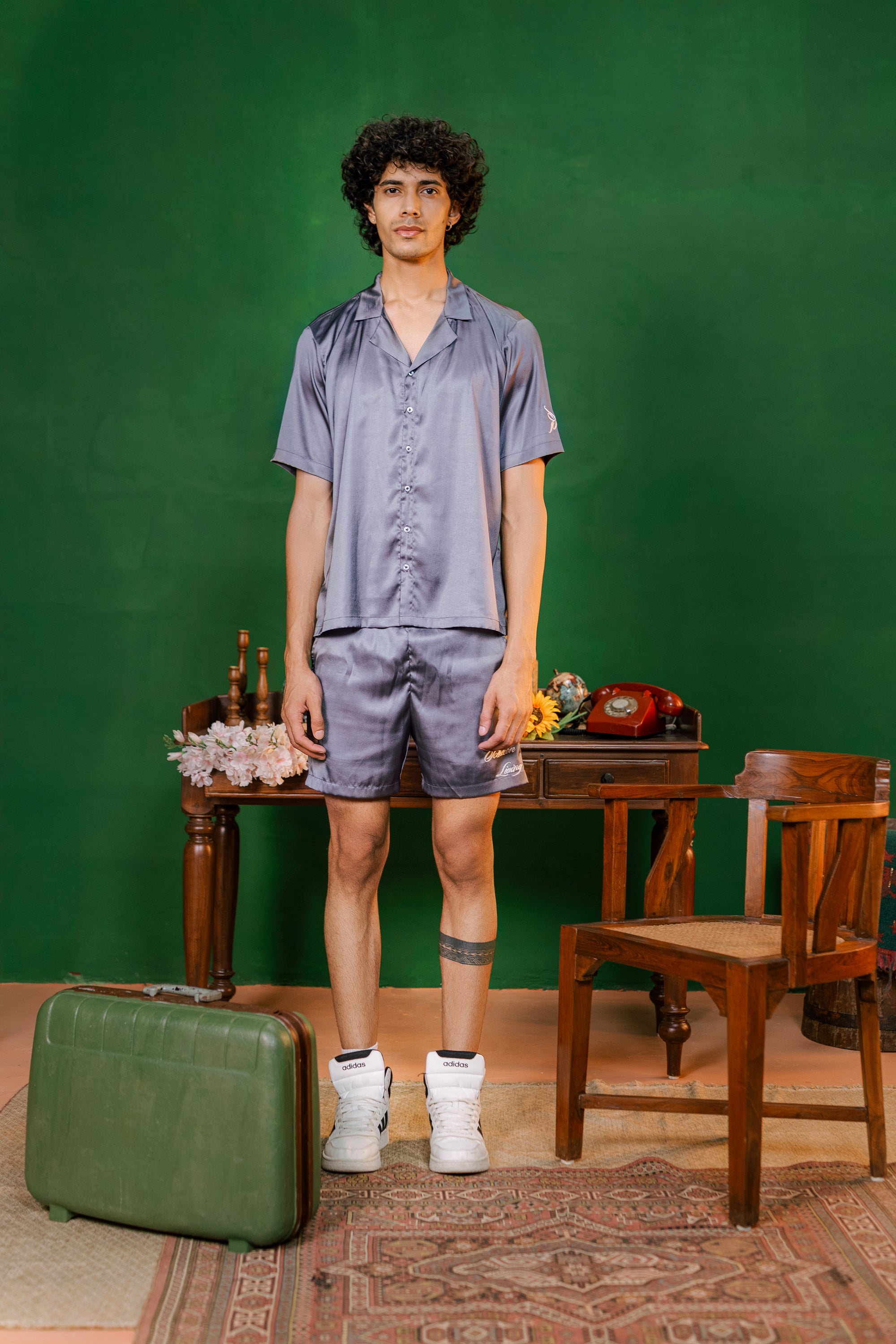 Sage Circuit Co-ord Set (Cuban Shirt + Shorts)