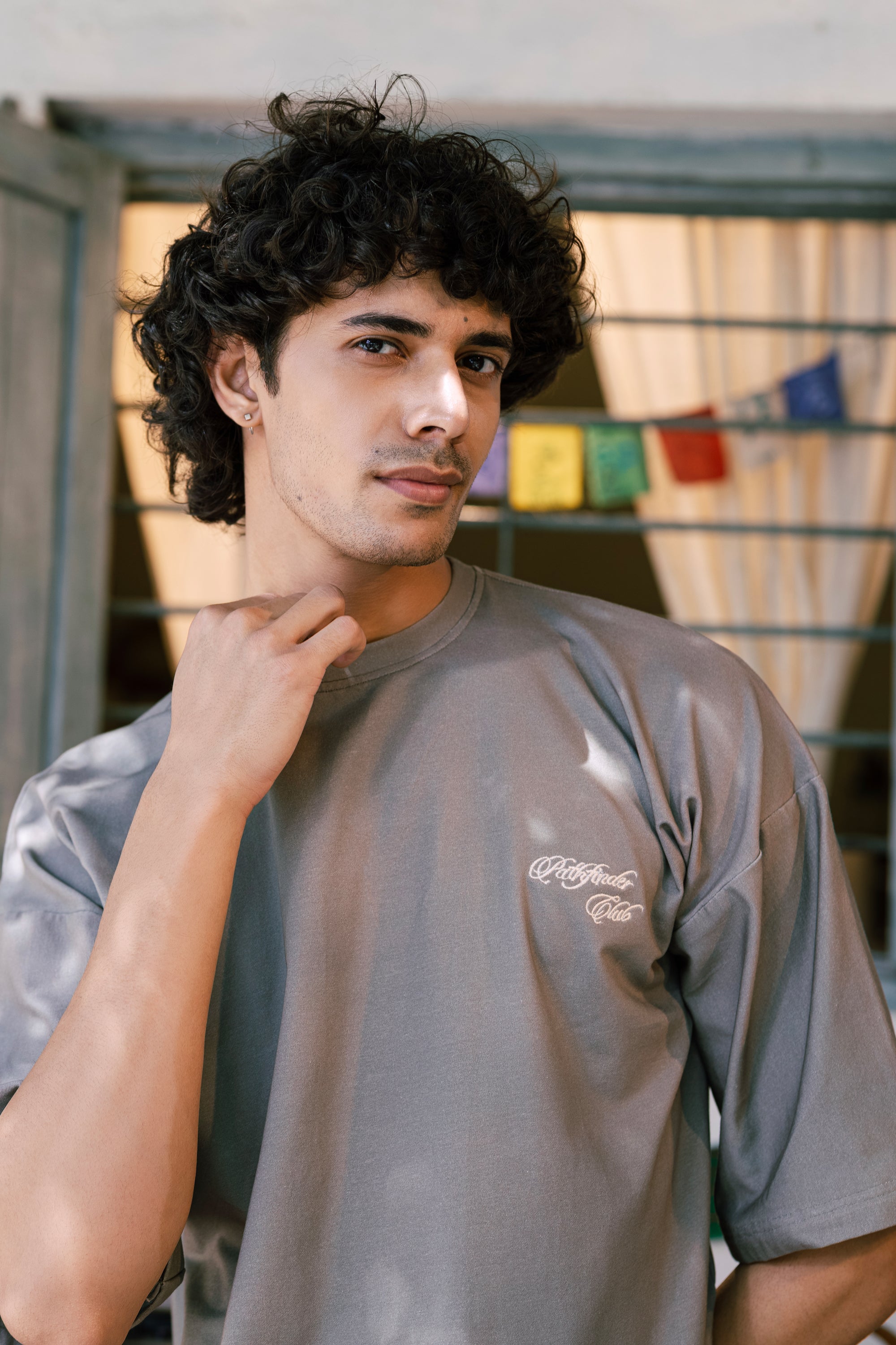 Pathfinder Club Embroidered Oversized T-Shirt – Muted Moss