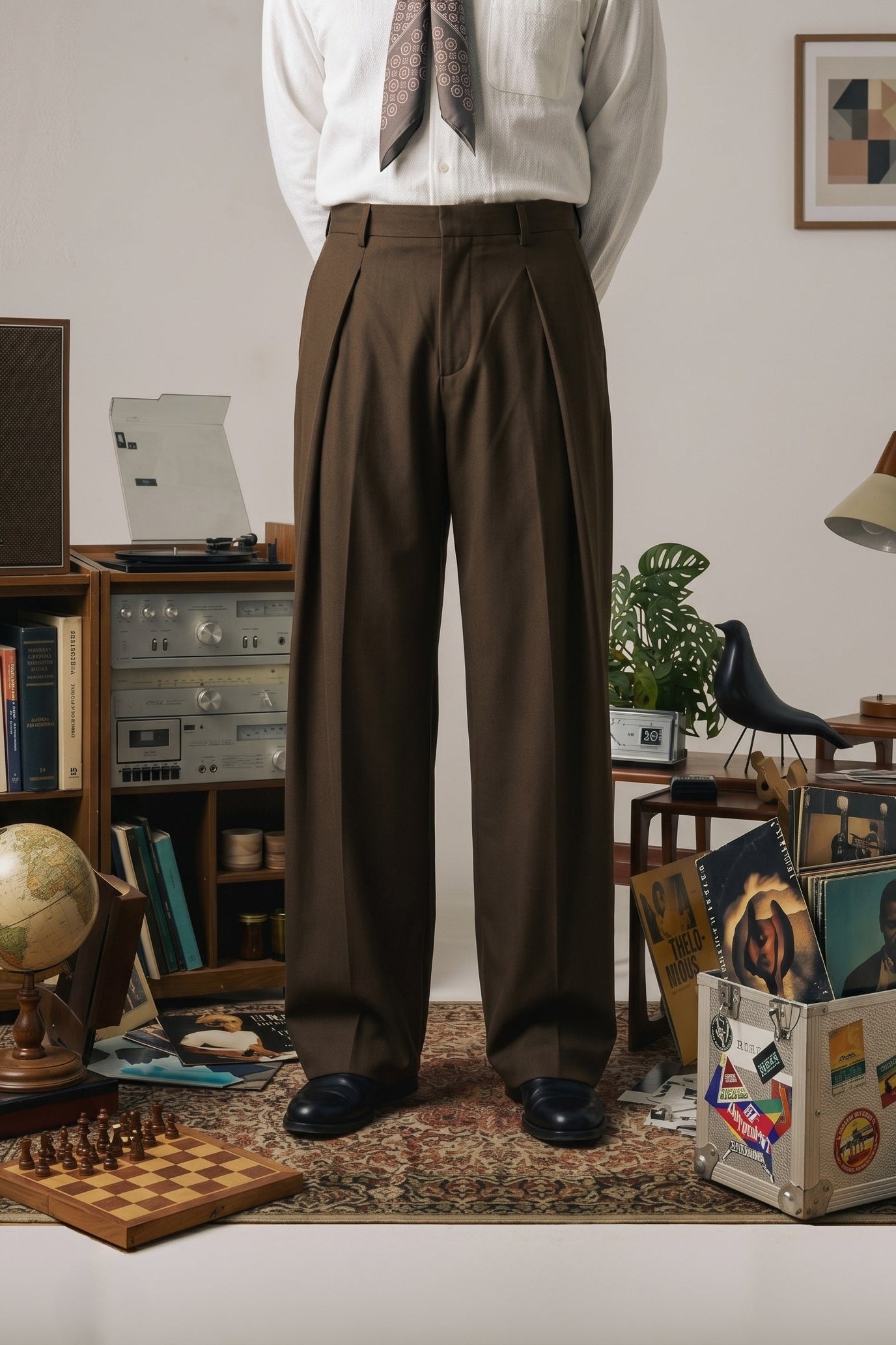 The Vero Wide Pleated Trousers — Espresso