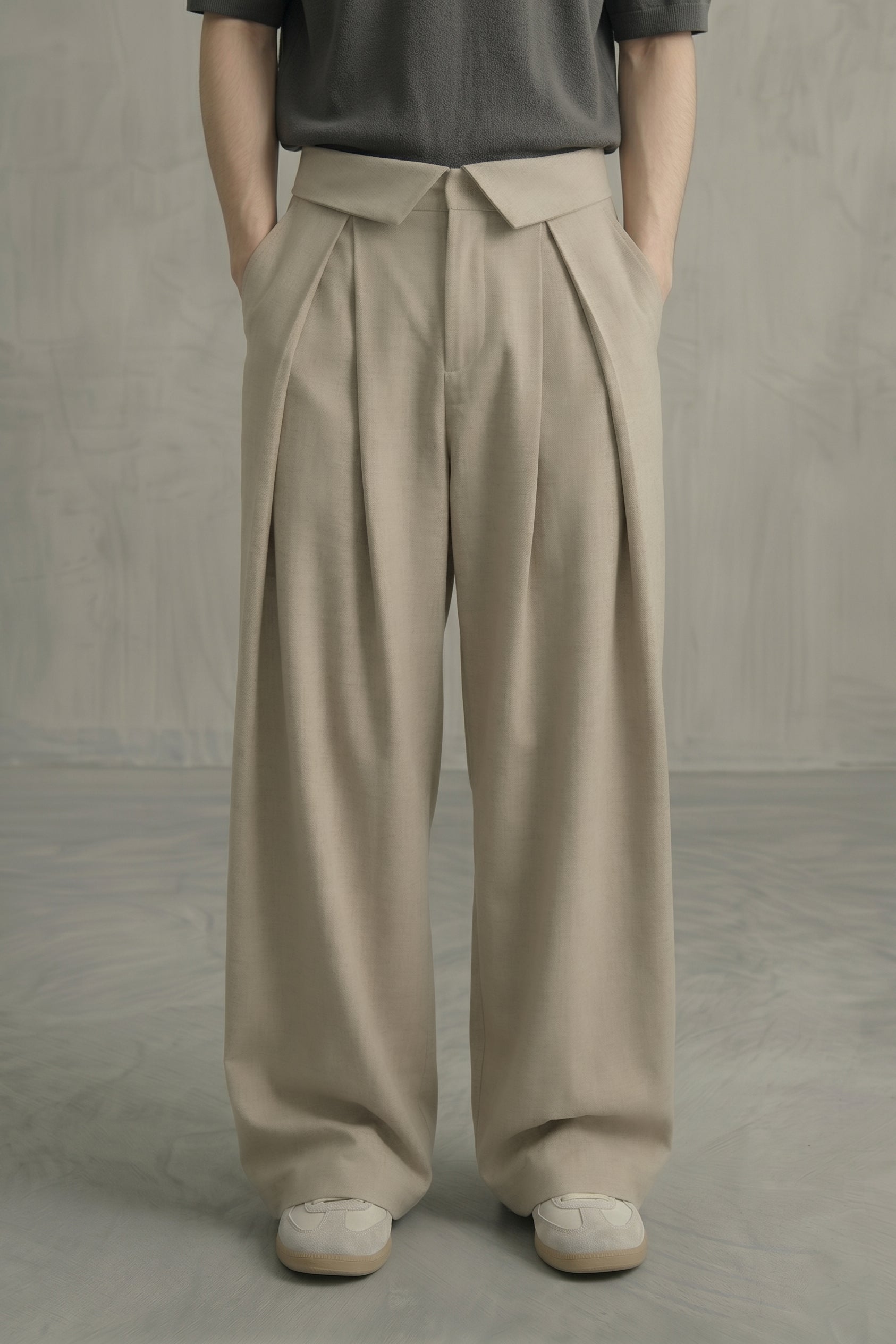 The Aria Fold Pleated Trousers — Cannoli Cream